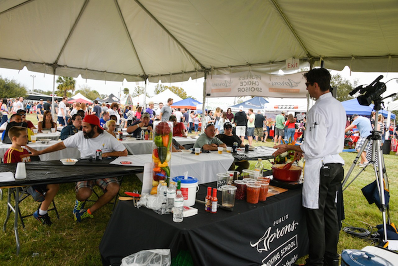 Publix Aprons Cooking School will be hosting cooking demos during the festival. Be sure to stop by their tent and sign up early to learn how to make award winning chili! Demos are happening at 2 PM and 4 PM.
