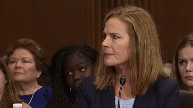 Amy Coney Barrett thinks women can dump their unwanted babies after giving birth, so — problem solved.
