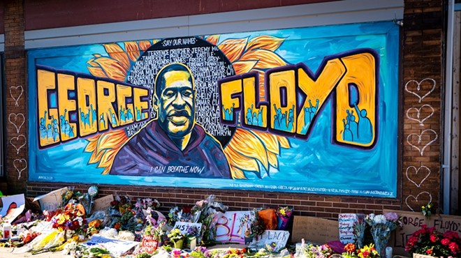 Minneapolis Black Lives Matter graffiti mural memorializing George Floyd
